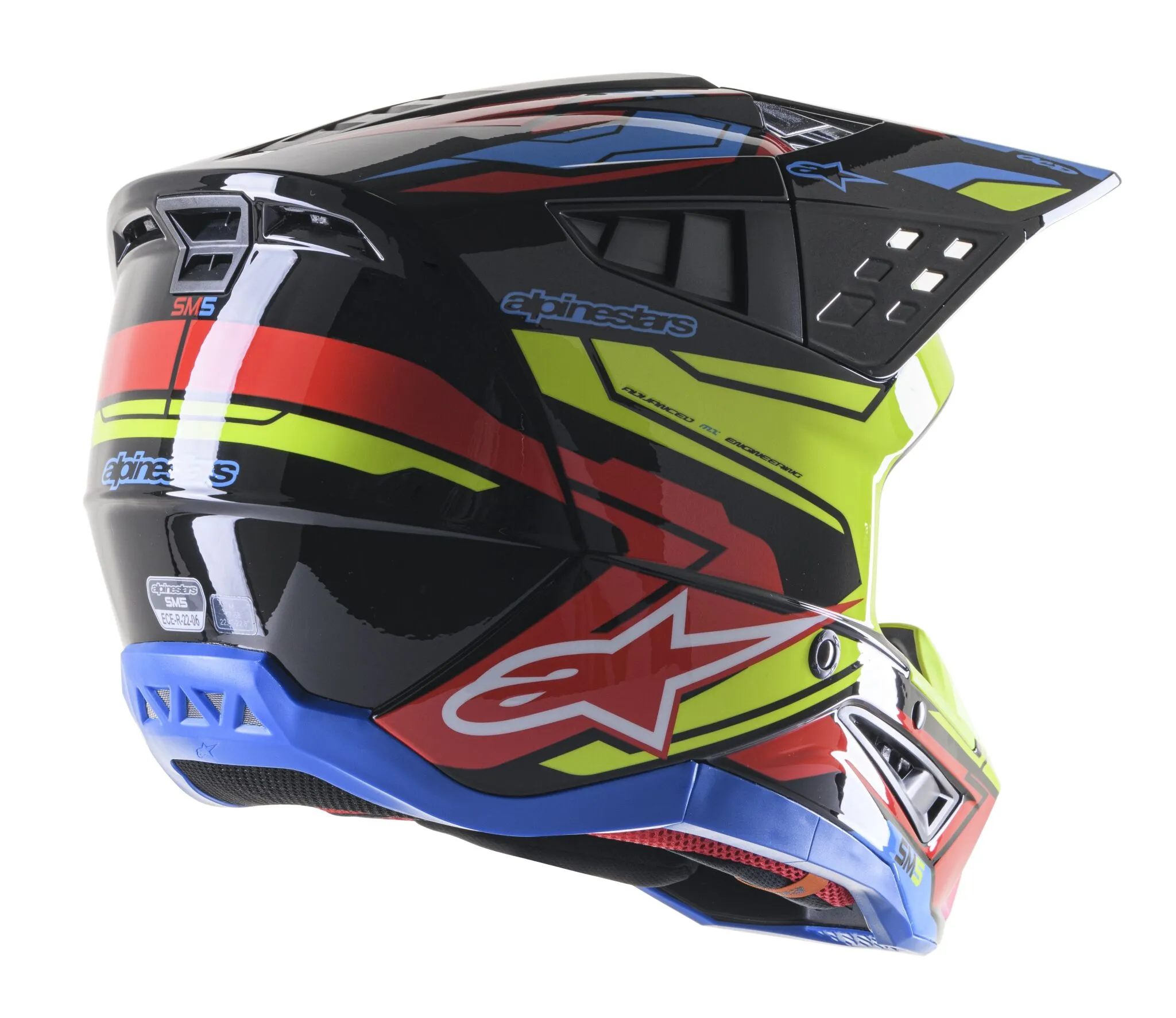 Casco Alpinestars S-M5 Action 2 2206 Negro Amarillo fluo Rojo (Clonado)