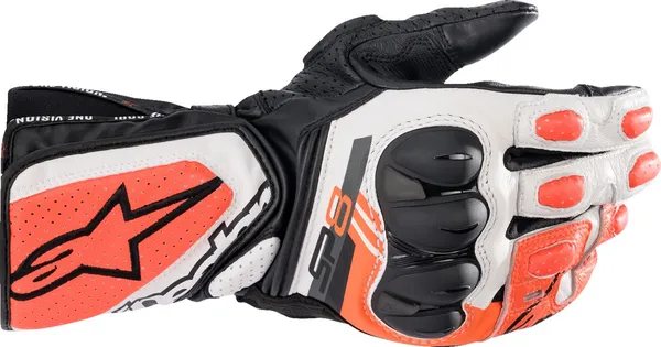 Guantes Alpinestars SP-8 V3 Negro Blanco Rojo Fluo image_1